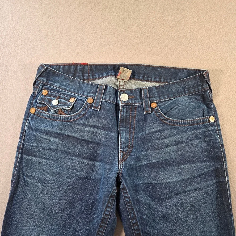 True Religion Jeans Mens 38 Rainbow Billy Dark Wash Denim Bootcut Baggy Wide Leg